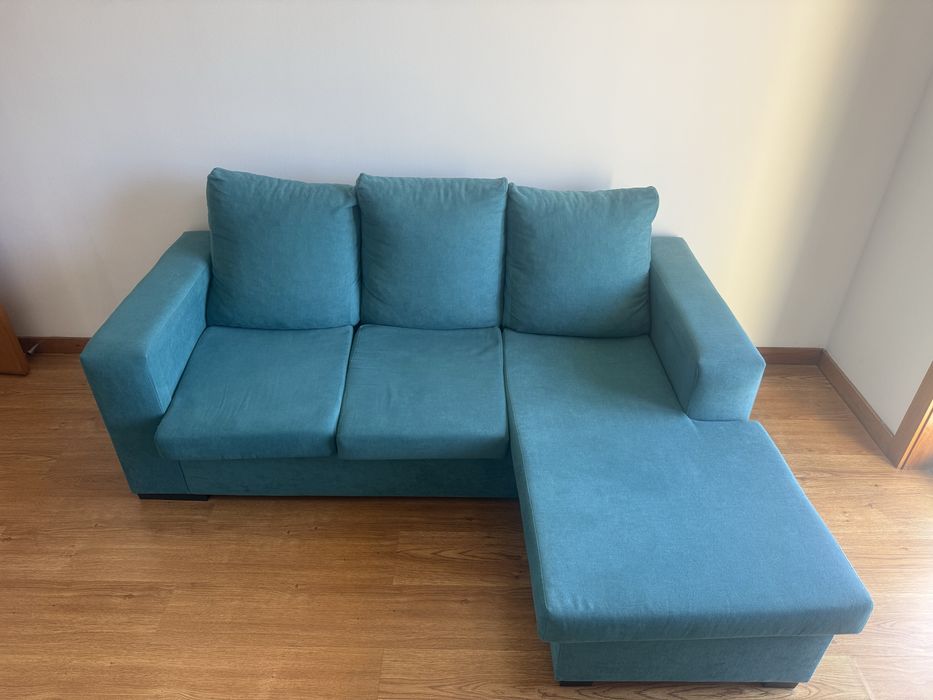 Sofá com chaise Longue Verde Agua