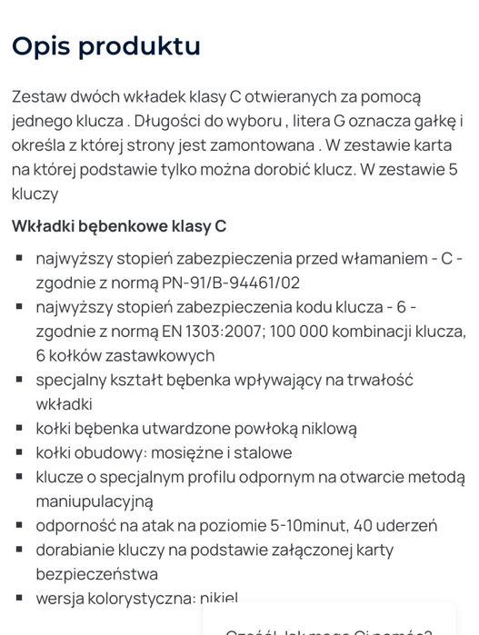 Wkładka WILKA - komplet