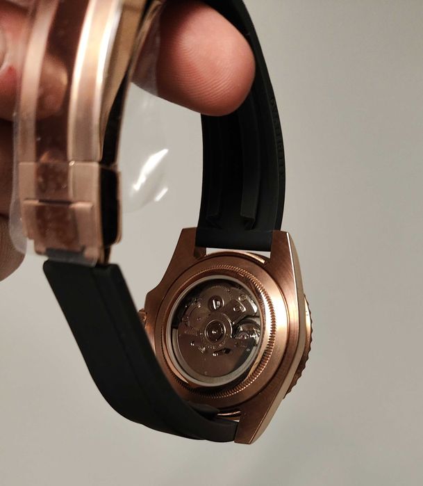 Seiko MOD Yacht-Master Rose Gold Czarny Rubber Gumowy Custom NOWY Men