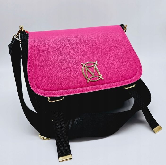 Torebka listonoszka z klapką Massimo Contti skóra ekologiczna czarna