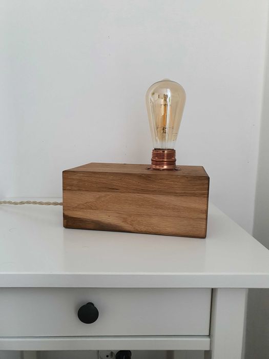 2 szt. Lampki nocne dębowe w stylu retro żarówki LED