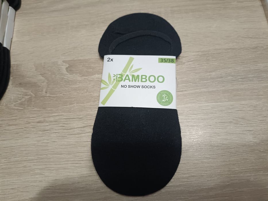 Dwupak niewidoczne stopki z silikonem Bamboo czarne roz. 35-38