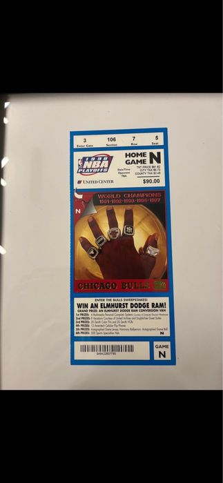 Bilhete NBA 1998 - Chicago Bulls Playoffs