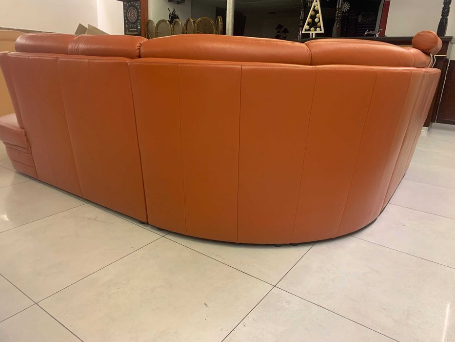 niemiecki narożnik skóra naturalna jak nowy signal orange