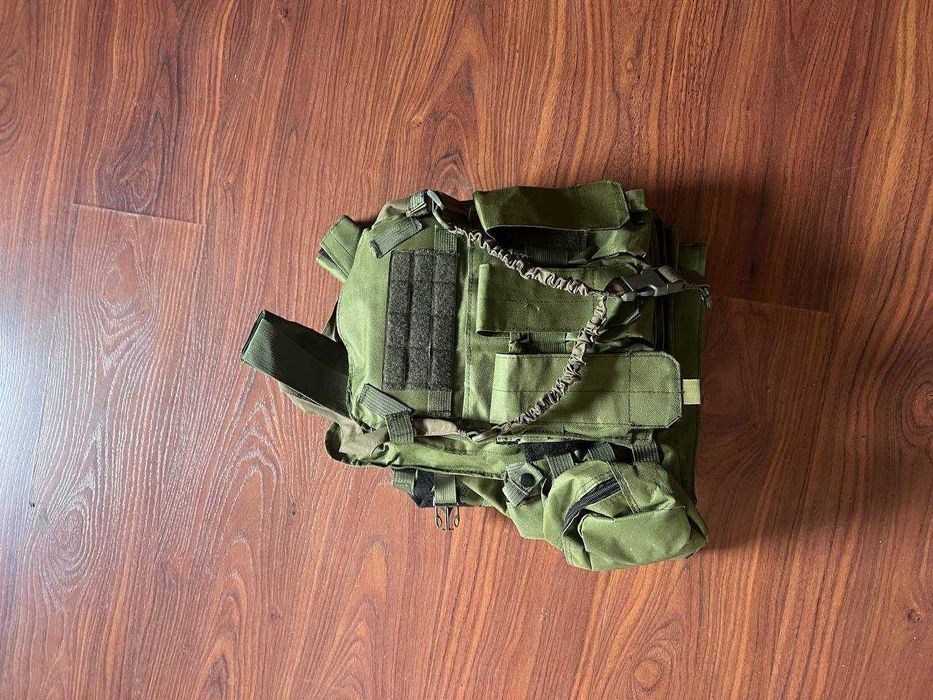 Kamizelka taktyczna typu plate carrier | olive | airsoft / ASG | MOLLE | zestaw