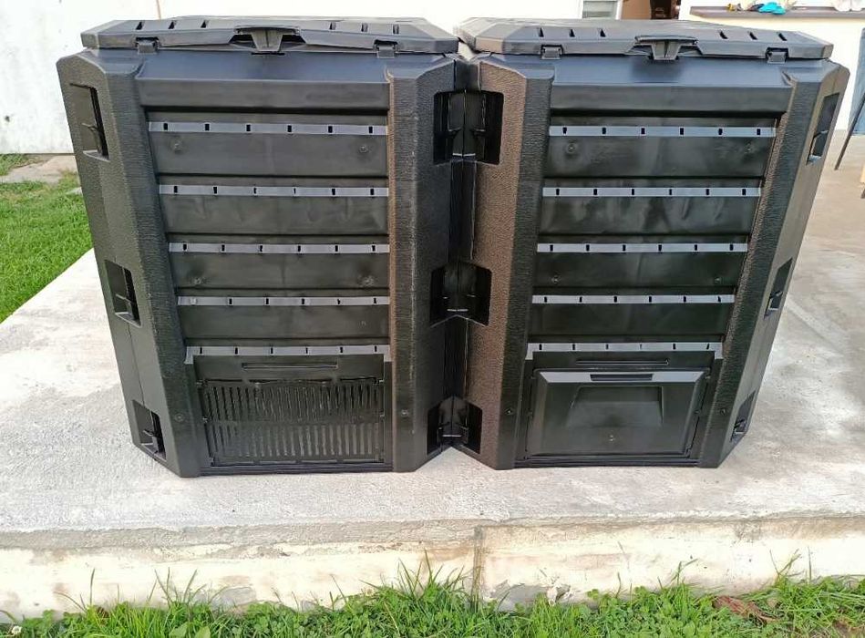 Kompostownik segmentowy 2-komorowy 800L czarny plastikowy do ogrodu