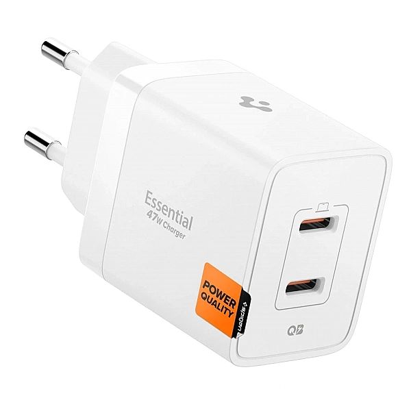 Ładowarka sieciowa Spigen Essential EE472EU 2-porty USC-C 47W - biała
