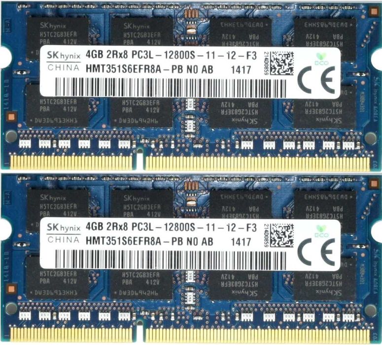 Комплекти 8GB 2x4GB SO-DIMM DDR3L 1600MHz від Samsung/Crucial/Hynix/Micron