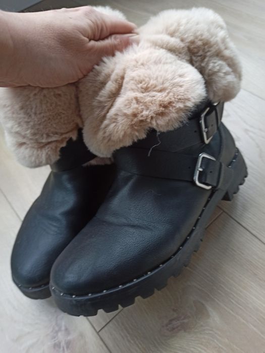 Botki buty zimowe ocieplane z futerkiem zara 37