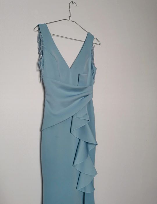 Jasnoniebieska błękitna sukienka suknia ślubna cywilny poprawiny rybka