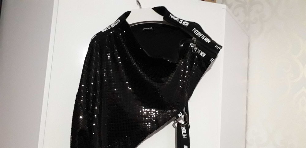 Кроп-Топ-накидка з паєтками, блискавкою, з рукавом(спорт-шик/вечірня).