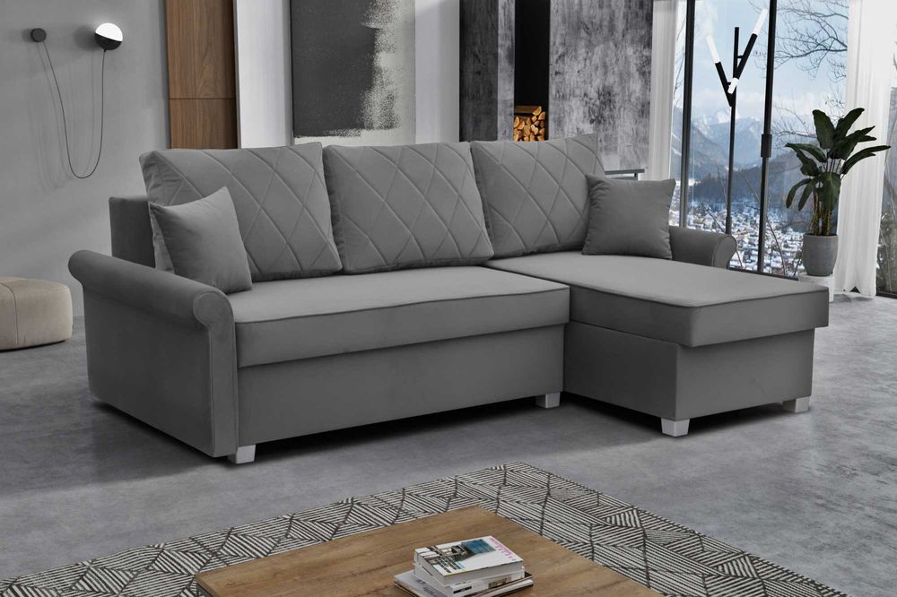 Pikowany narożnik z funkcją spania CLEO + 2 pojemniki na pościel!