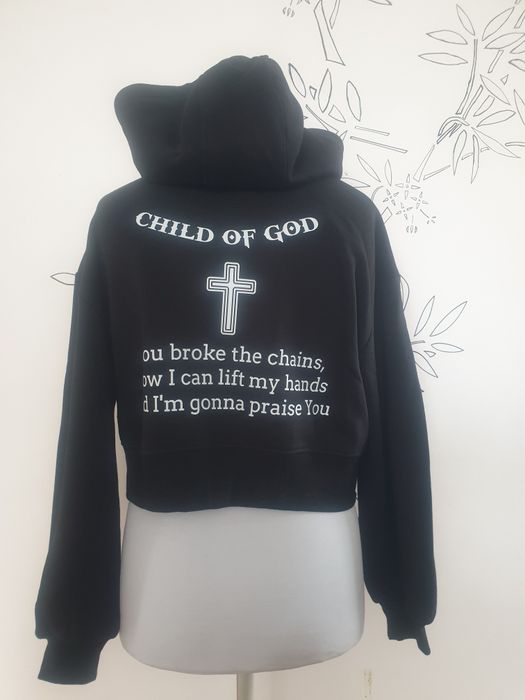 Bluza młodzieżowa M kaptur zamek czarna krzyż krótka