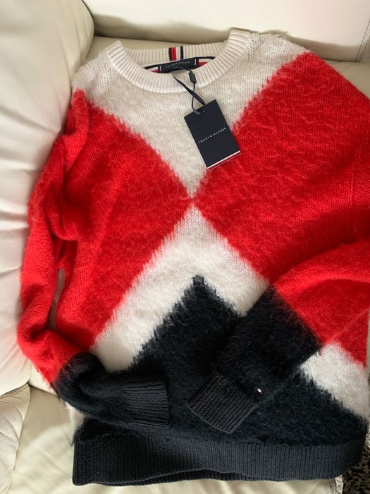 Tommy Hilfiger sweter w geometryczne wzory M/L oversize