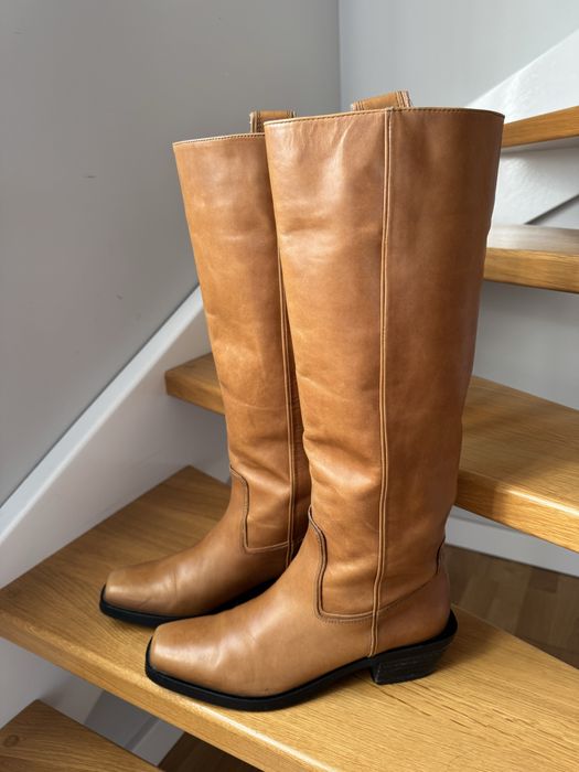 Zara чоботи високі казака,козачки,рижі коричневі 38