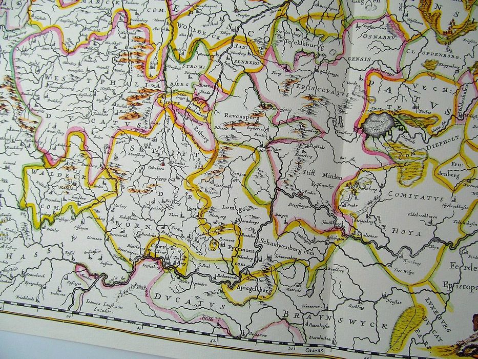 stara duża ozdobna mapa dolna saksonia 60x43