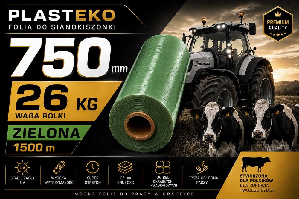 Folia do bel 750 mm 26 kg zielona biała | Plasteko