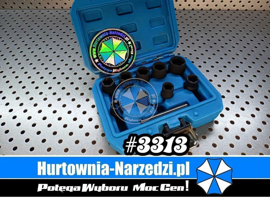 Zestaw nasadek do urwanych obrobionych śrub 3/8" 10-19mm do urwanych