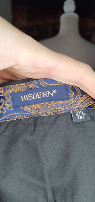 Koszula nowa męska czarna mankiety rozmiar 2xl xxl hisdern modna