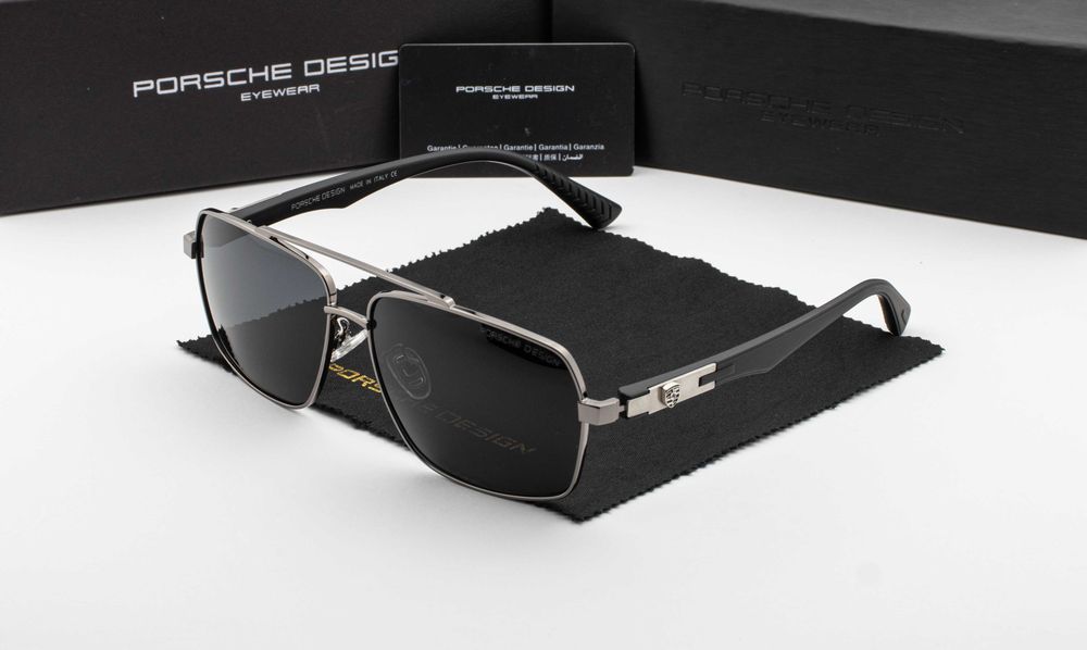 Чоловічі сонцезахисні окуляри Porsche Design NEW 2026 | поляризація UV400 | прямокутна лінза | футляр в комплекті | металева оправа