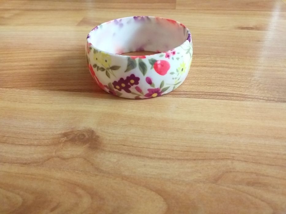 Szeroka bransoletka w kwiaty etno boho retro true vintage