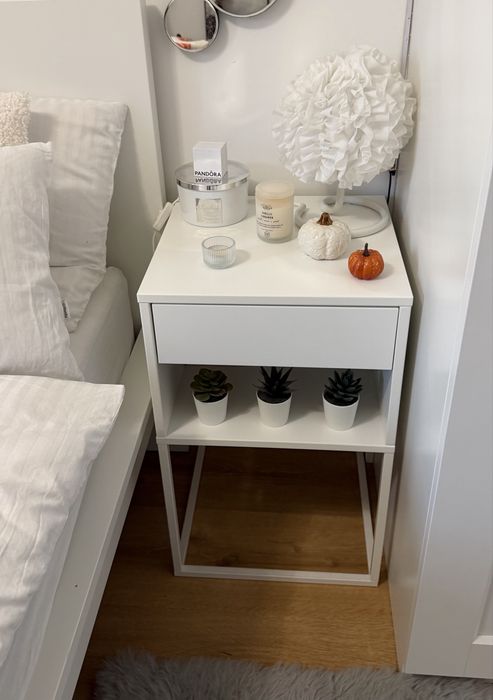 Nowy Stolik nocny komódka IKEA  biały z szufladą 40 X 39 cm