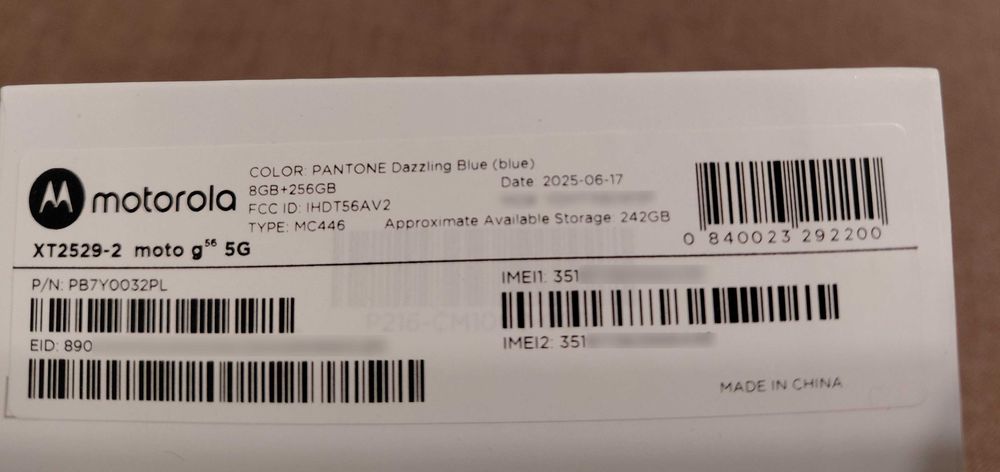 MOTOROLA Moto G56 5G 8/256GB 6.72"Niebieski NOWY PLOMBY