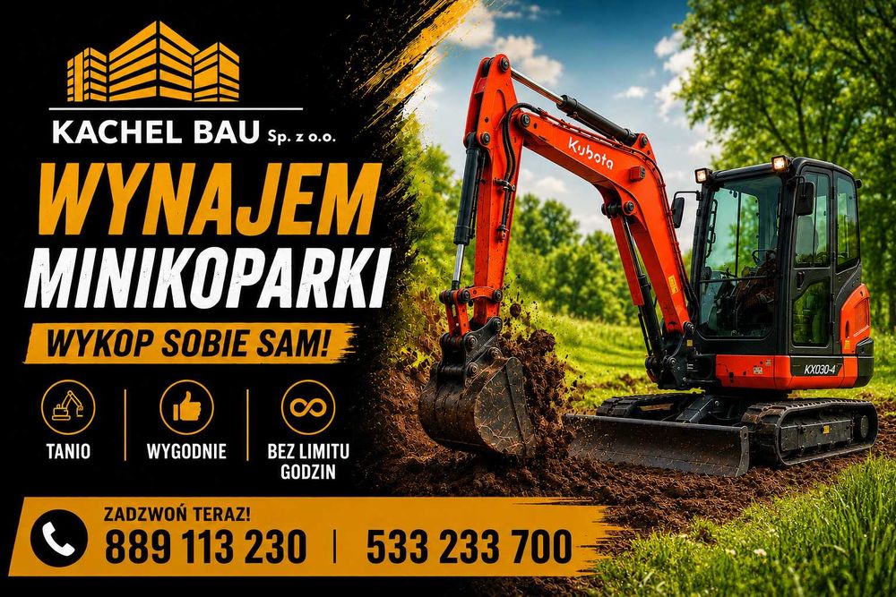 wynajem minikoparki KUBOTA KX030
