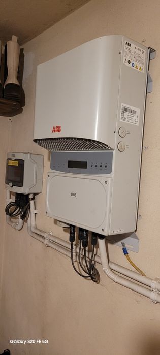 Panele fotowoltaiczne z inwerterem.