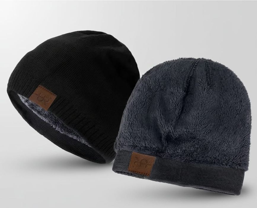 Męska zimowa snowboard ocieplana czapka polar czarna standard uni nowa