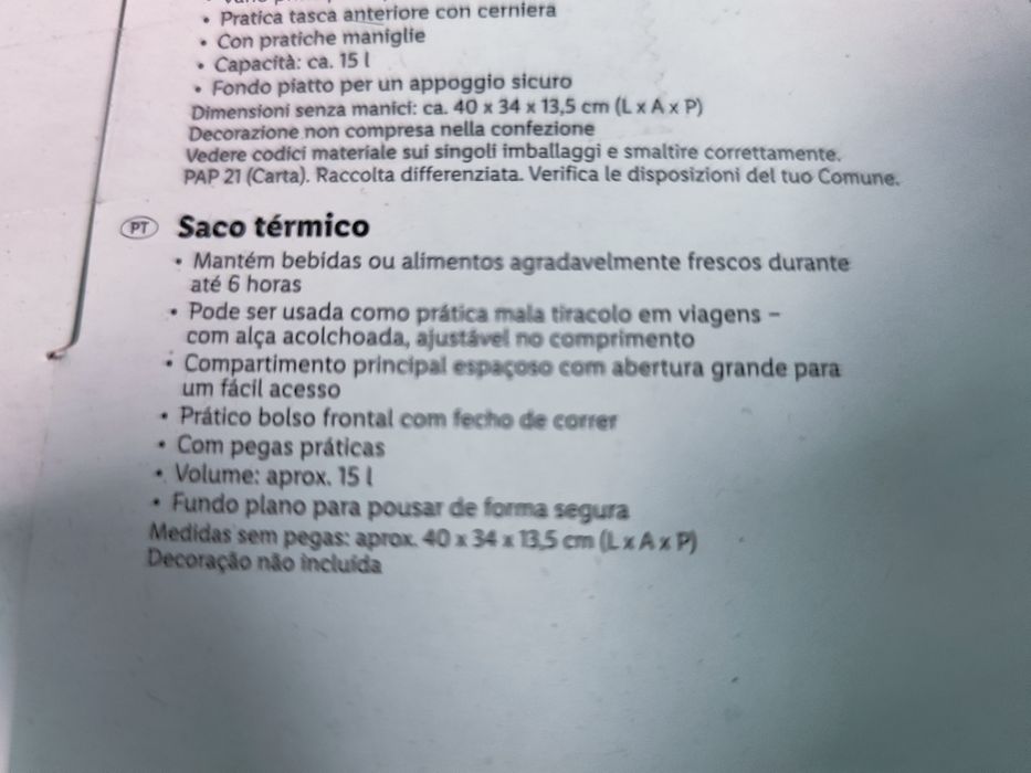 Bolsa tèrmica com asas