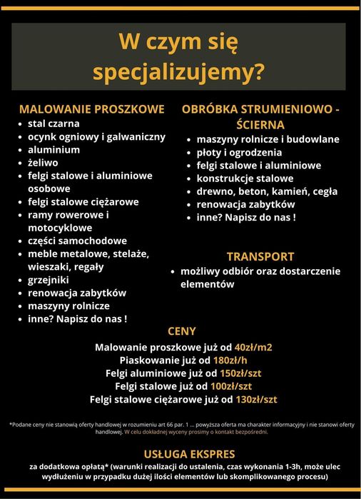 Malowanie proszkowe ogrodzeń i bram, renowacja felg, piaskowanie