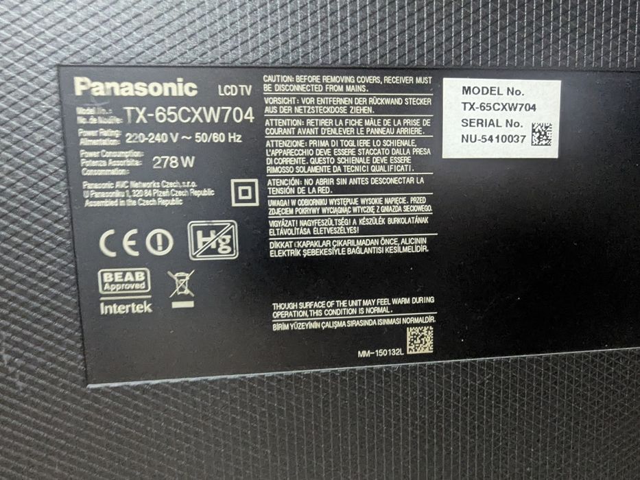 Panasonic TX-65CXW704 4K UHD 120 Hz Smart TV Т2 Wi-Fi 3D