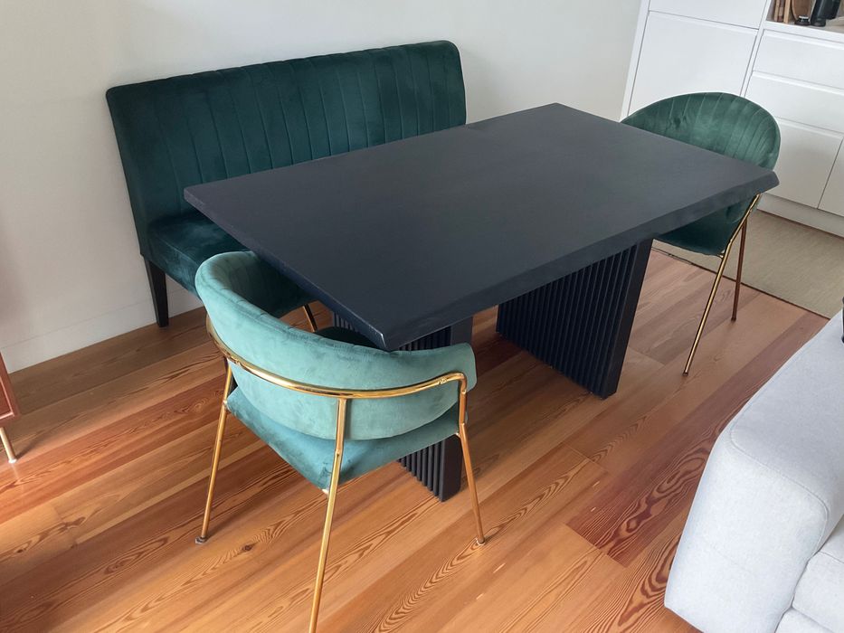 Banco profissional 2-3 lugares de veludo verde. 559,00 € Novo
