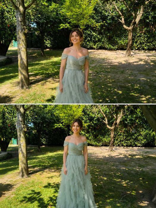 Vestido comprido verde de festa