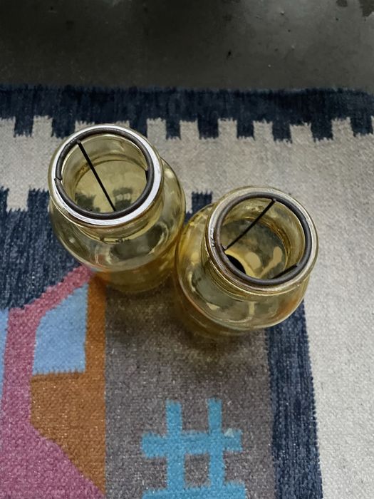 2 żółte lampoiny na T light szklane