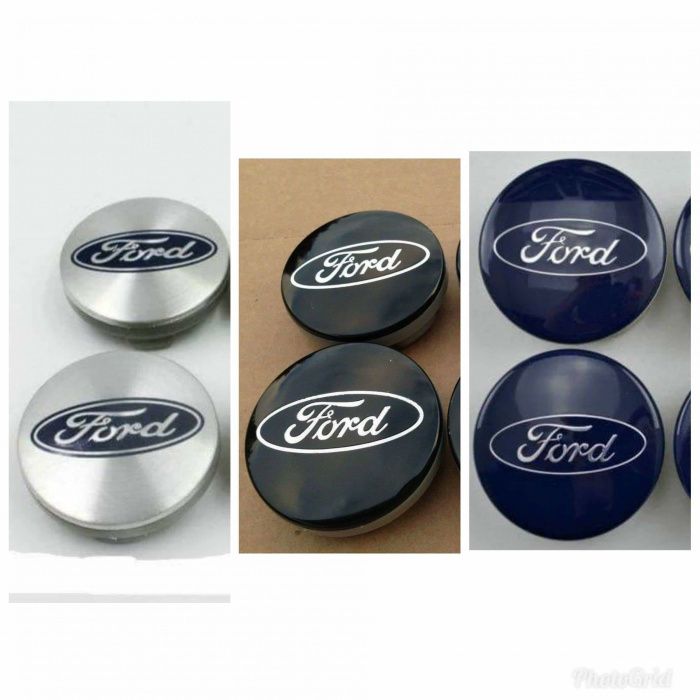 Kit 4 Centros Jante 54  Ford Azul Cinza e Preto Novos