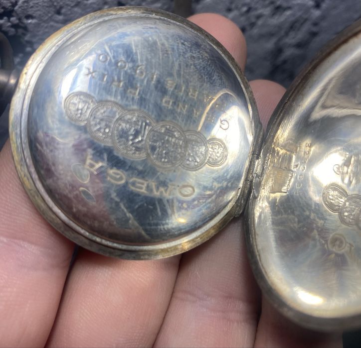 Кишеньковий годинник Omega срібний  (Швейцарія), оригінал