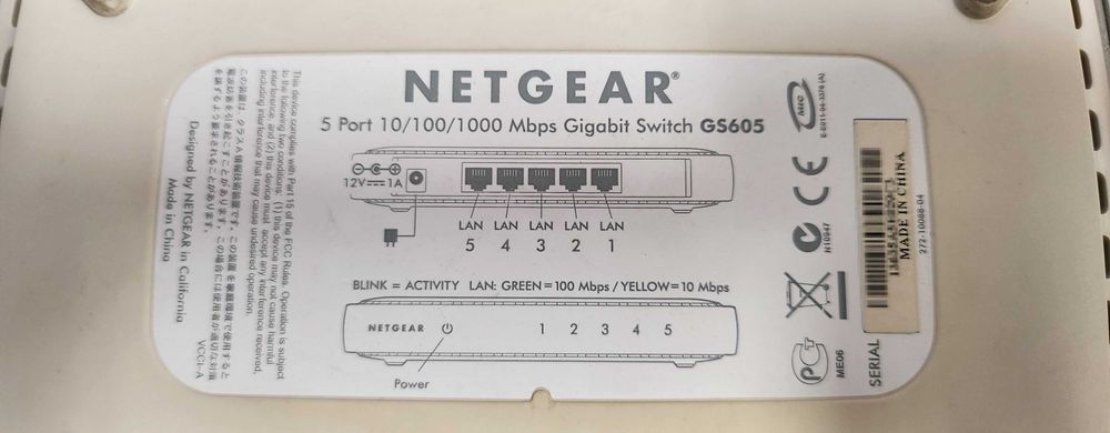 Switch Netgear GS605 - 5 Portas Gigabit (10/100/1000Mbps)