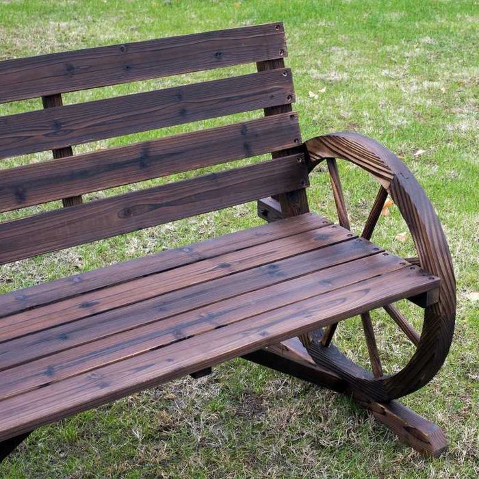 banco de jardim rustíco / carroça / de madeira