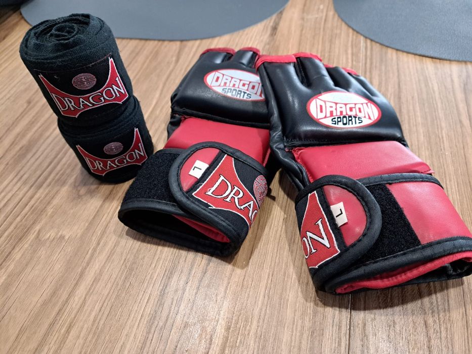 Rękawice chwytne +bandaże grappling dragon sports roz. L