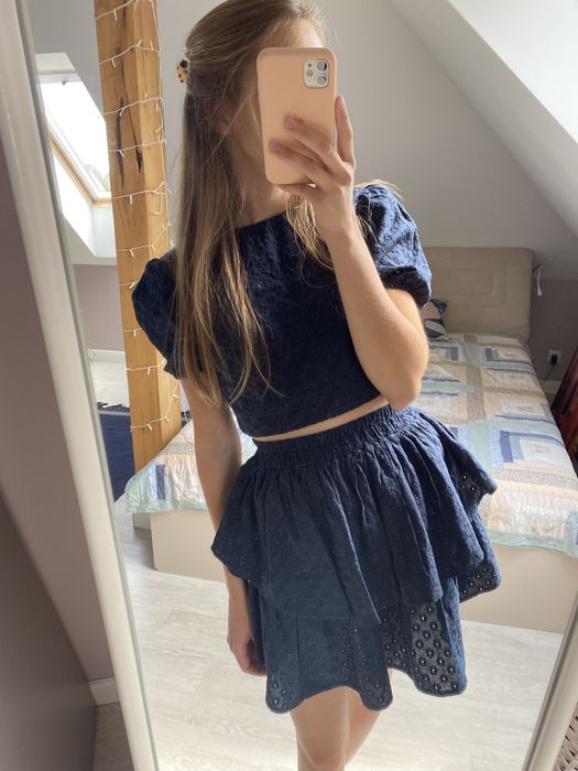 Komplet Love Laurella S 34/36 granatowy top spódnica