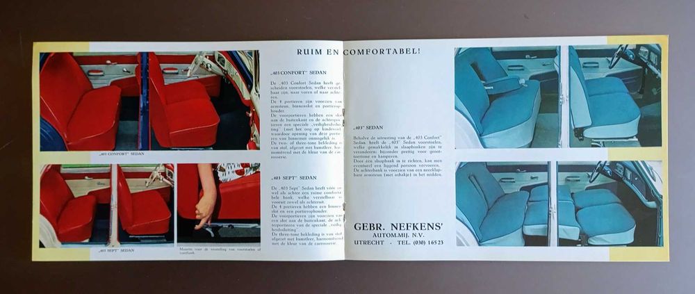 1965 Peugeot 403 folheto brochura publicidade memorabília