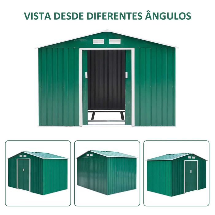 Abrigo Jardim Metal Verde 277x195x192 cm  Novo
