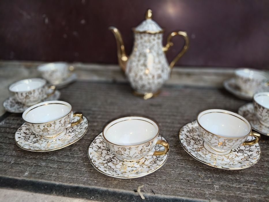 Zestaw porcelanowy serwis kawowy  Tirschenreuth z Bawarii z lat 60