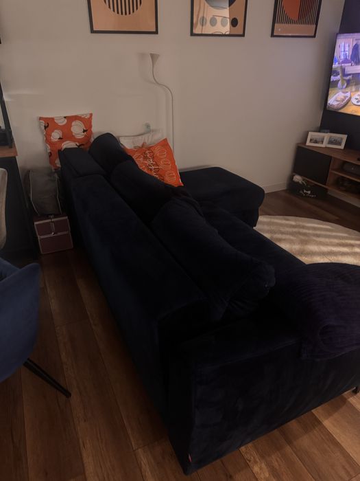 Granatowy naroznik welur