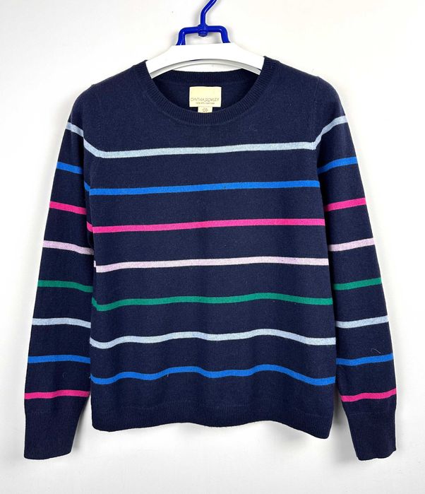 Sweter kaszmirowy CYNTHIA ROWLEY damski paski r. M