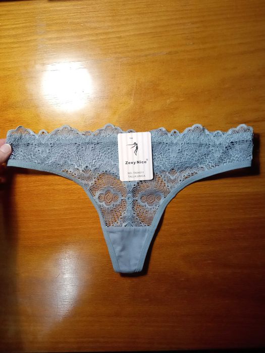 Cuequinhas fio dental em renda azul, Tamanho Único, Zexy Nice