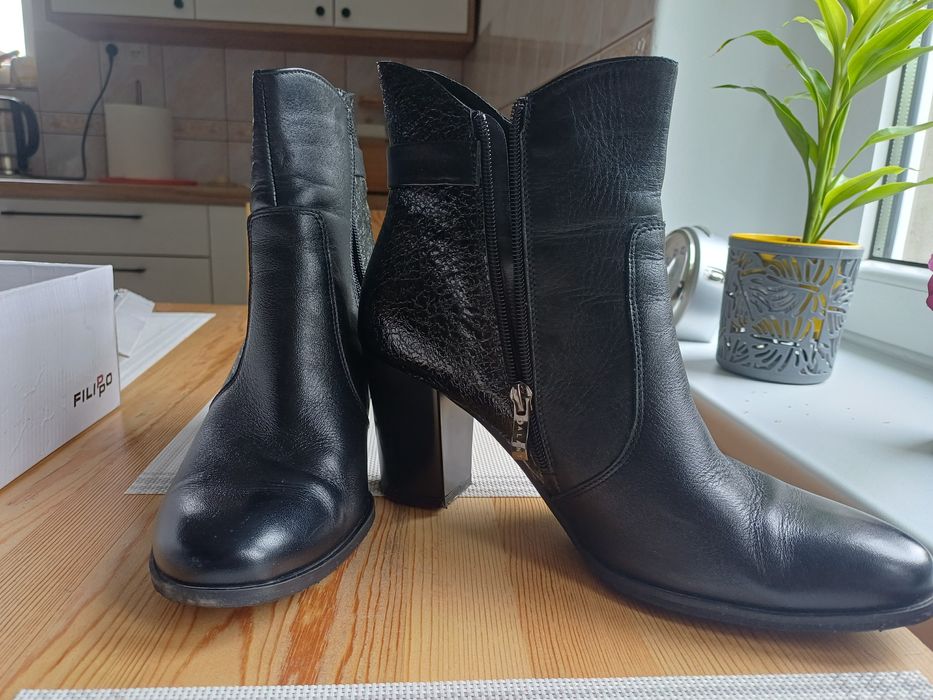 Buty damskie, botki, rozm.41, skórzane,  Galant