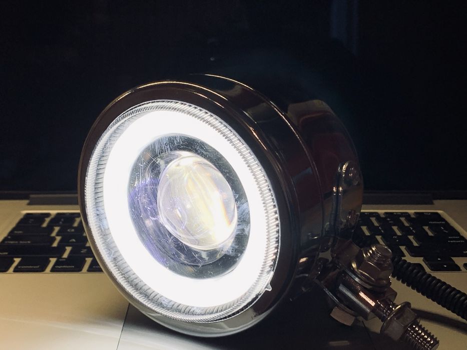 Фара лед хром мотоцикл/ фара Angel Eyes лед/стопсигнал хрест/габарити